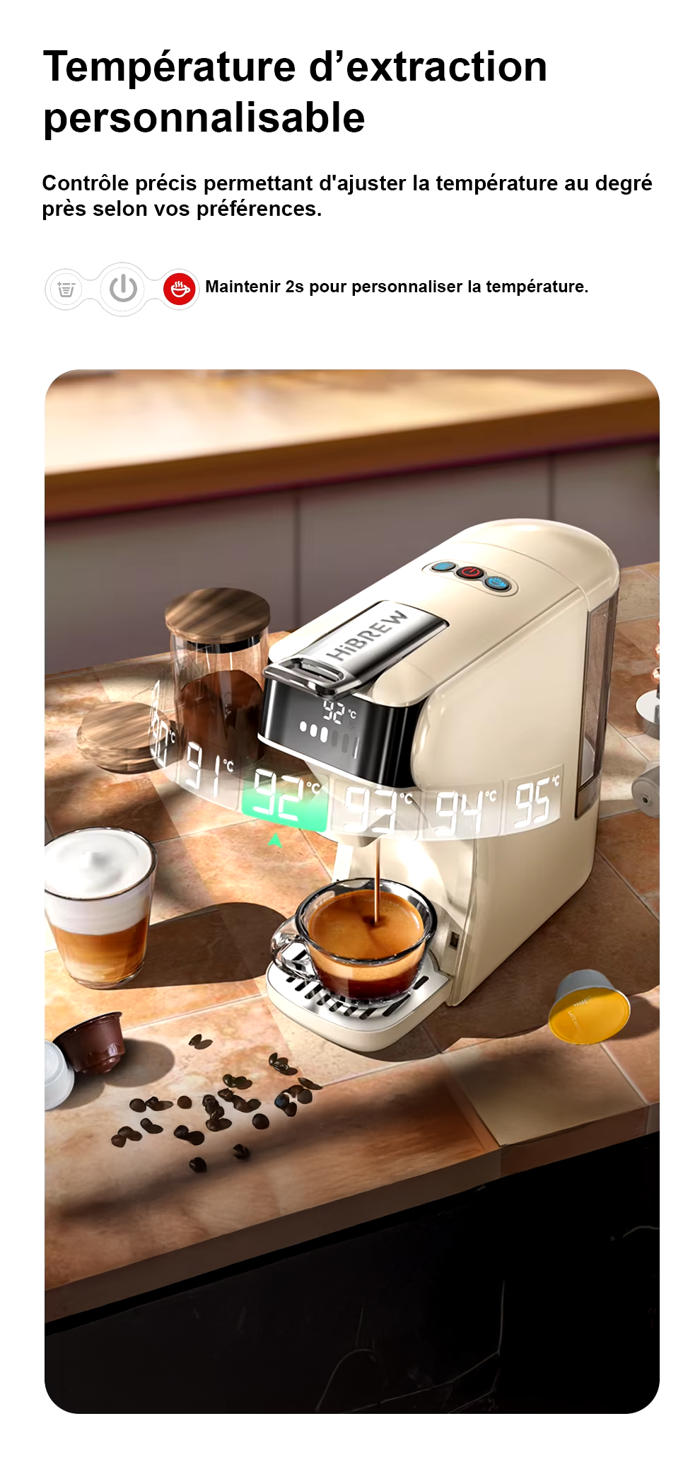 Température d'extraction personnalisable H1B