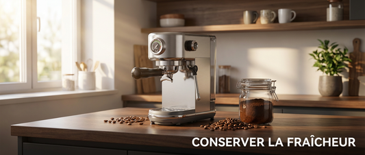 Machine espresso HiBREW H10B avec café frais et bocal de conservation