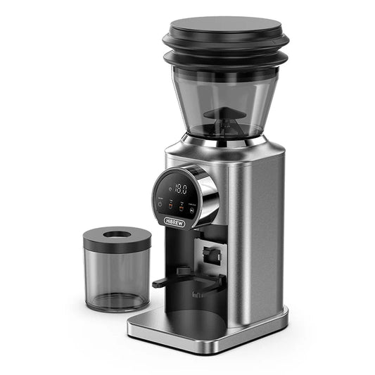 Broyeur à café électrique HiBREW G3 Plus en acier inoxydable avec réservoir.