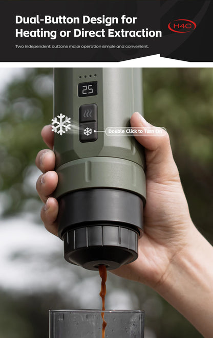 Utilisation du double bouton pour activer le chauffage ou l'extraction directe sur la HiBREW H4C.