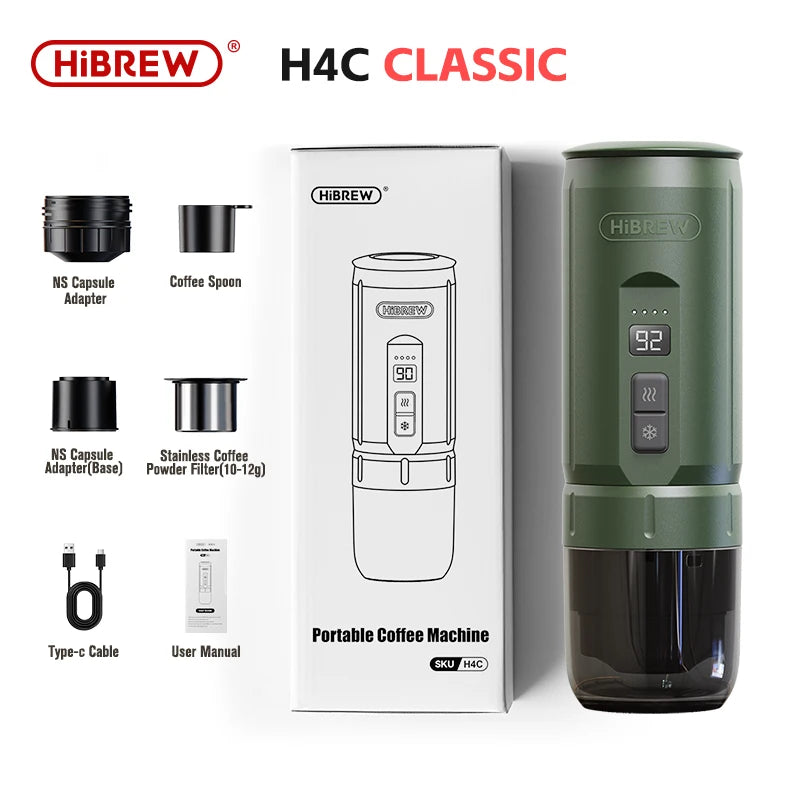 Pack HiBREW H4C Classic de couleur verte avec accessoires de base.
