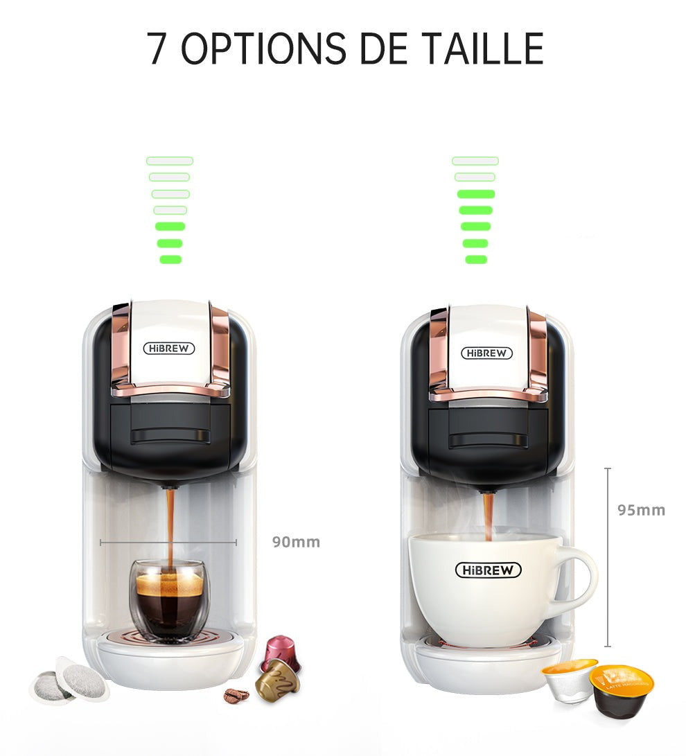 7 tailles de boissons disponibles