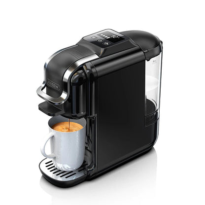 Machine à café HiBREW H2C noire de profil avec interface tactile allumée