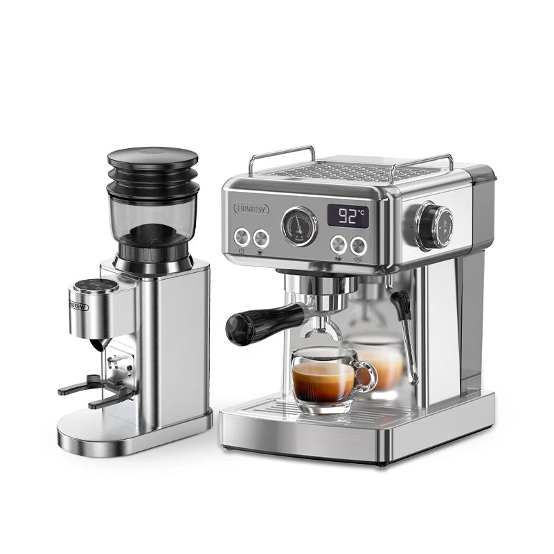 Pack machine espresso argent et moulin G7 HiBREW