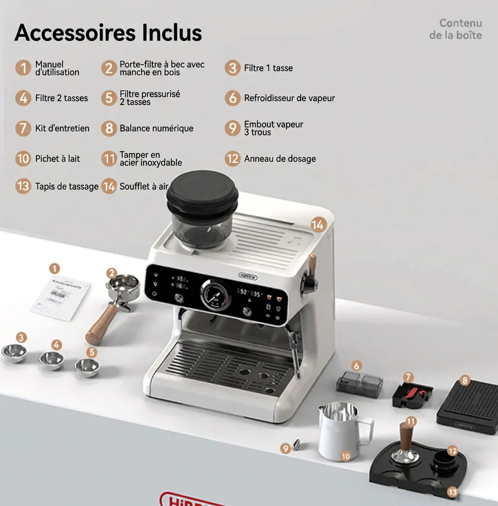 Machine à Expresso Double Chaudière H7B avec Broyeur