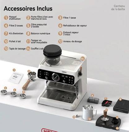 Machine à Expresso Double Chaudière H7B avec Broyeur