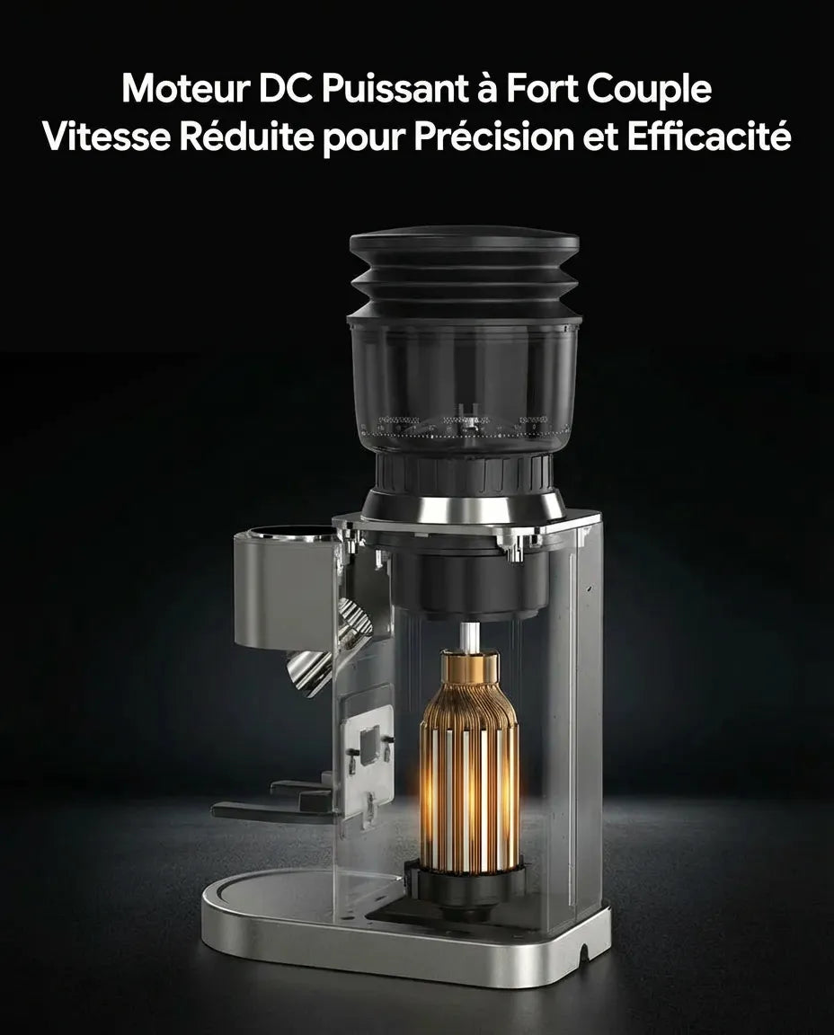 Vue interne du broyeur à grains HiBREW G7