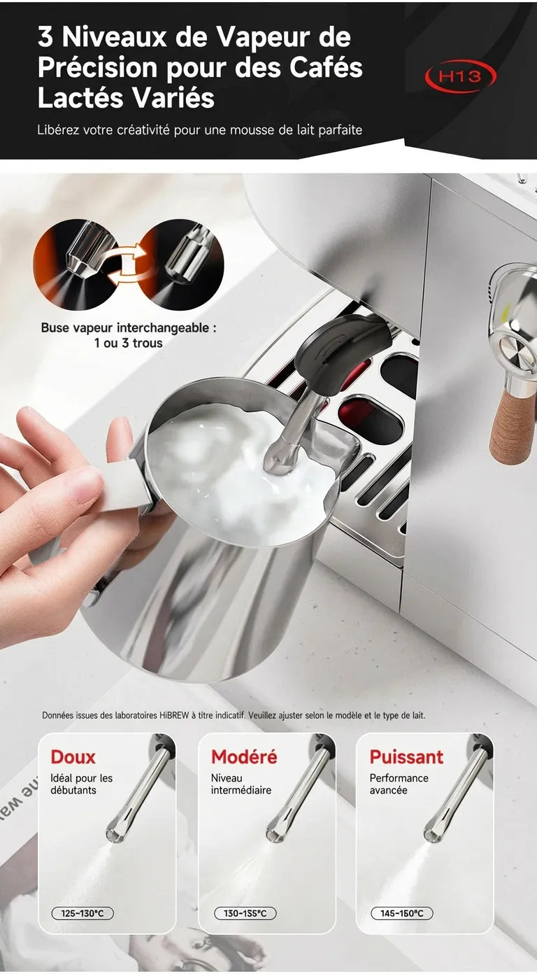 Technique moussage lait avec buse vapeur 3 trous