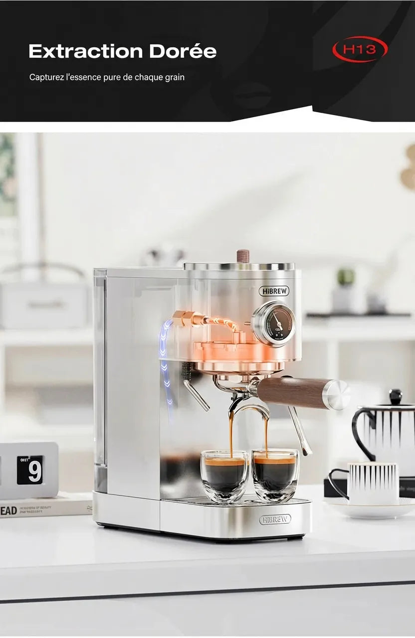 Extraction espresso créma dorée machine HiBREW H13