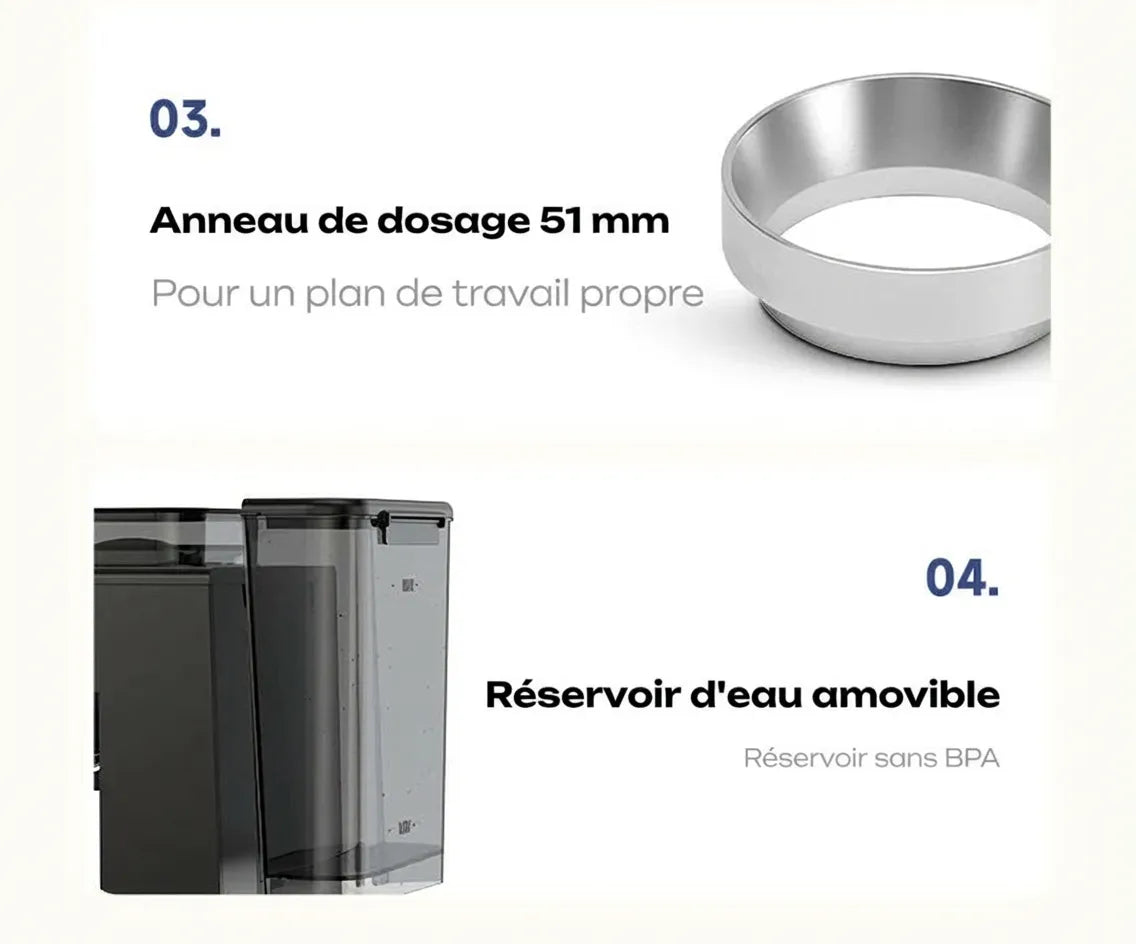 Anneau de dosage café 51mm en métal pour porte-filtre