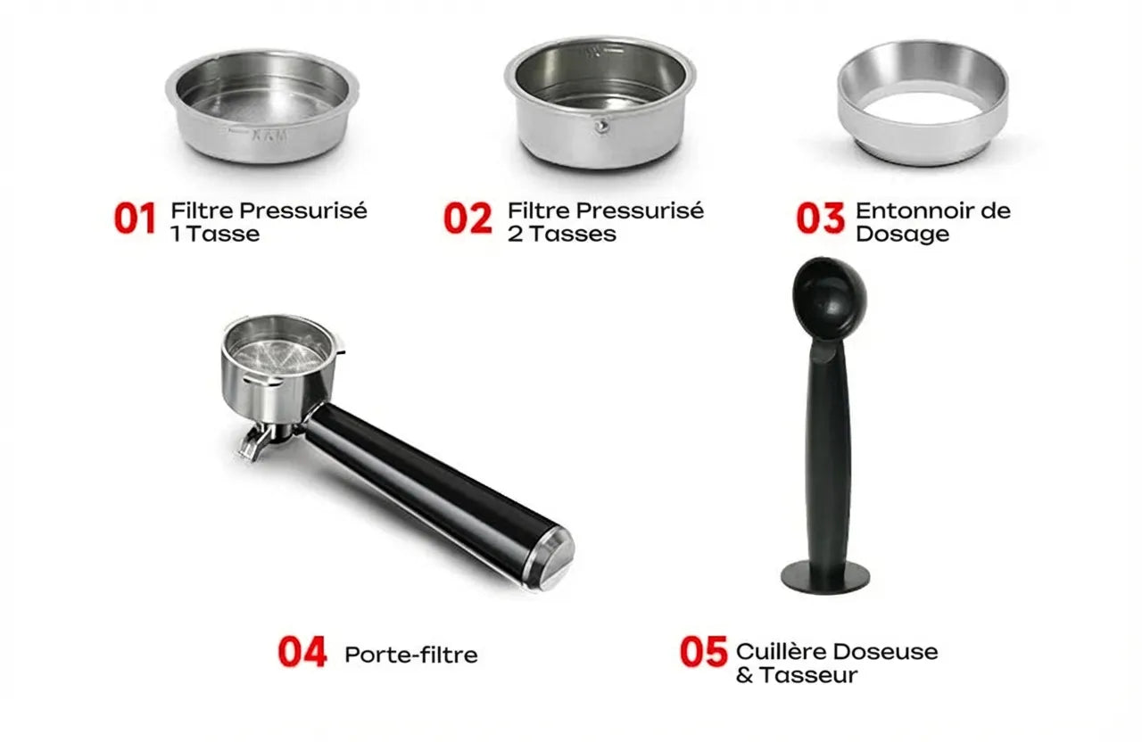 Kit accessoires barista filtres 51mm tamper et anneau dosage