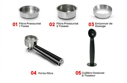 Kit accessoires barista filtres 51mm tamper et anneau dosage