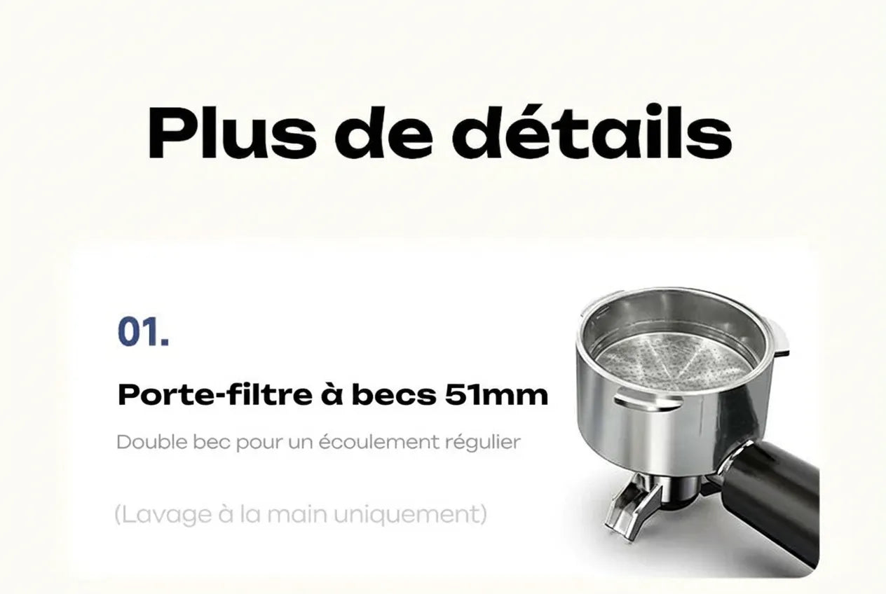 Porte-filtre 51mm double bec en acier inoxydable