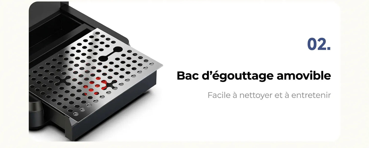 Bac d'égouttage amovible en acier inoxydable facile à nettoyer