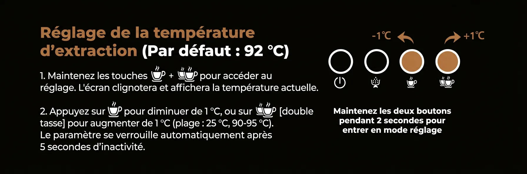 Guide interface réglage température extraction café