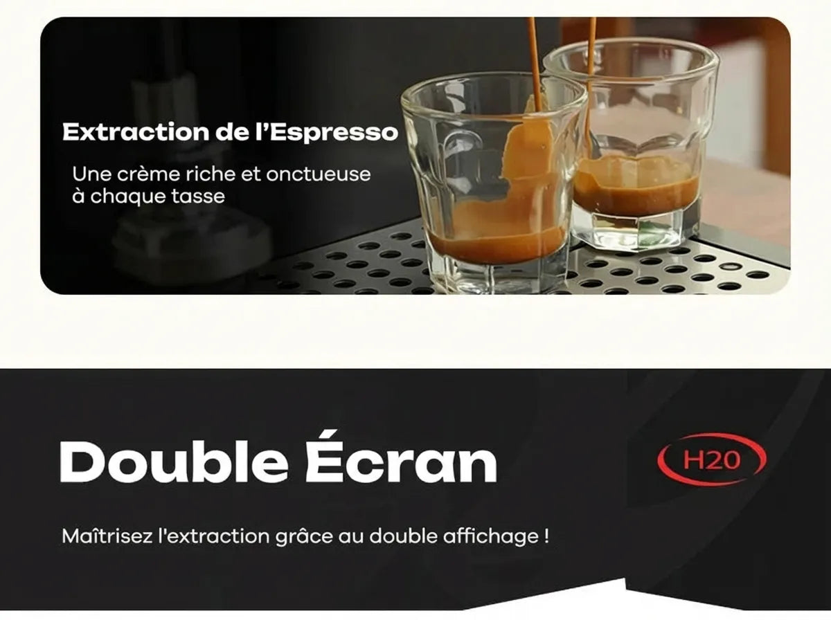 Double extraction expresso dans deux verres et logo double écran