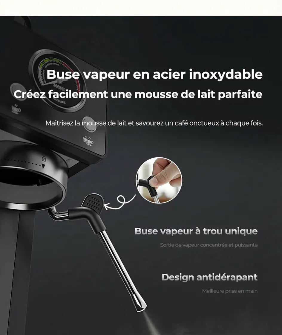 Buse vapeur inox actionnée avec levier latéral