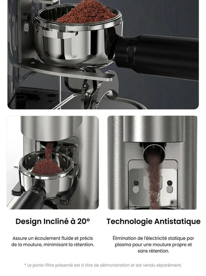 Détail de la sortie de mouture et porte-filtre