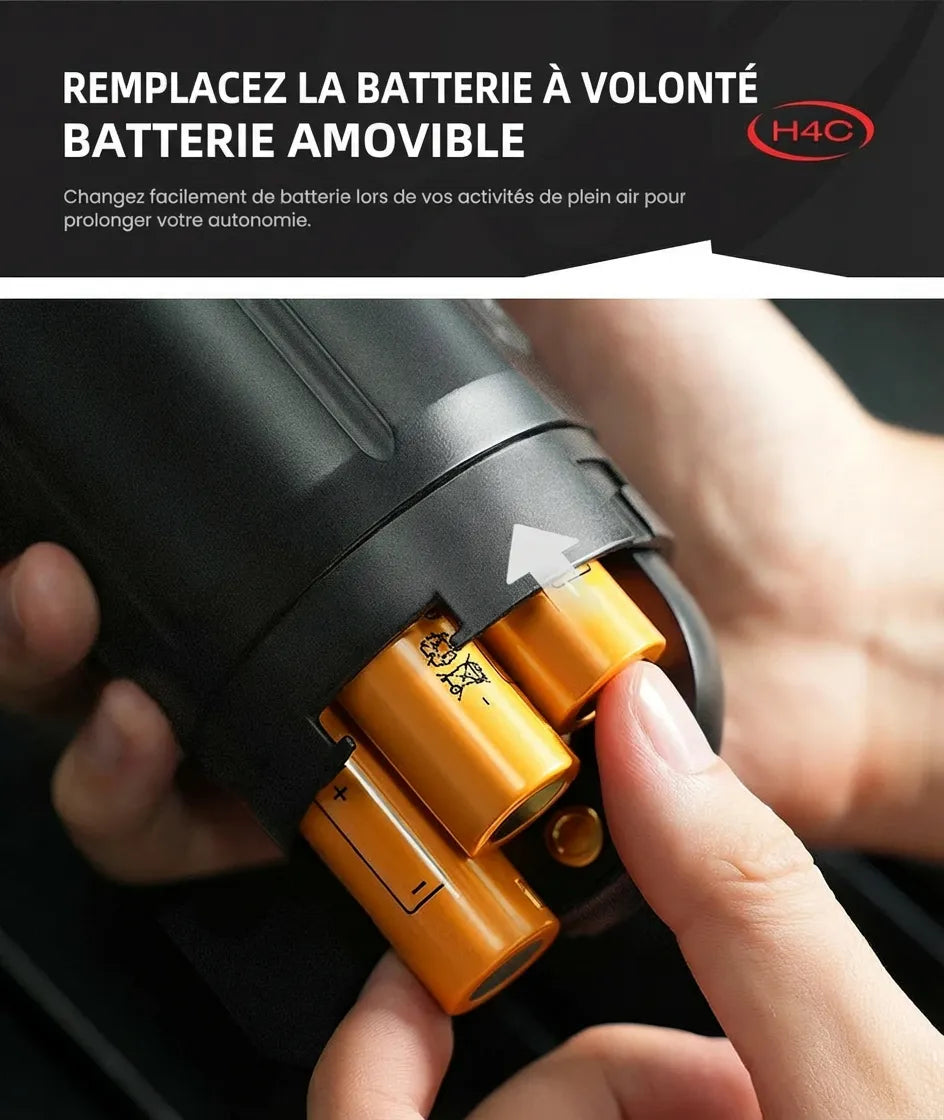 Démonstration du remplacement facile de la batterie amovible de la machine HiBREW H4C.
