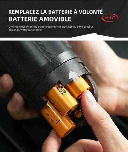 Démonstration du remplacement facile de la batterie amovible de la machine HiBREW H4C.