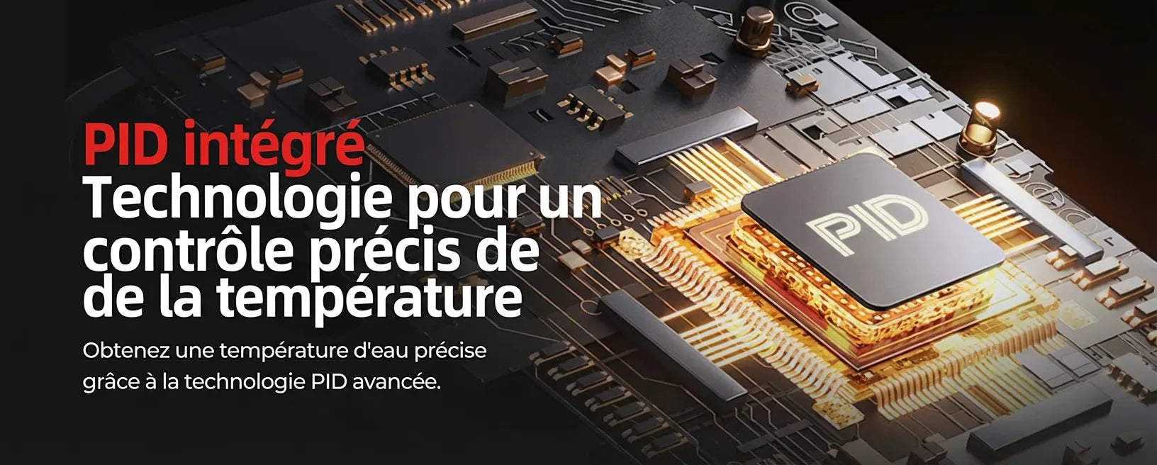 Représentation visuelle de la puce PID intégrée pour le contrôle précis de la température.