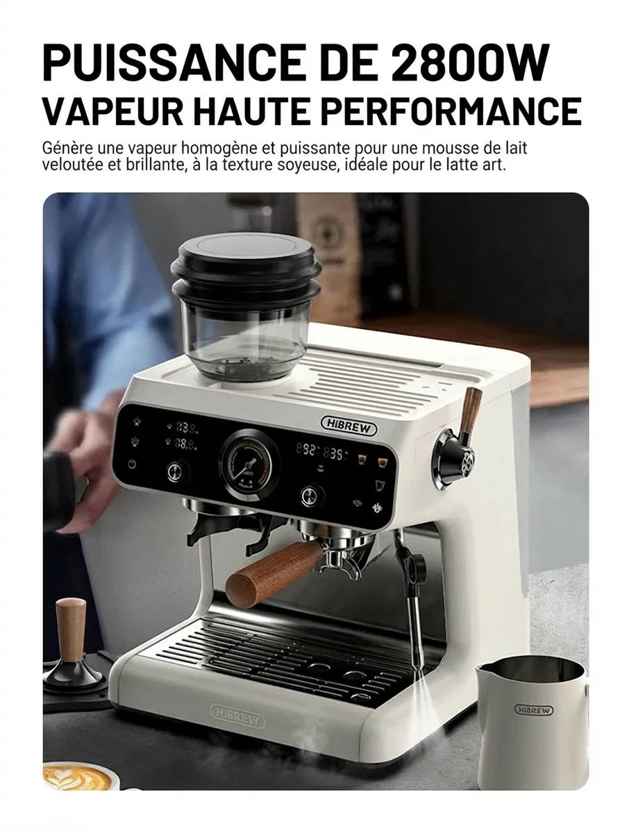 Buse vapeur haute performance de 2800W pour une mousse de lait veloutée.