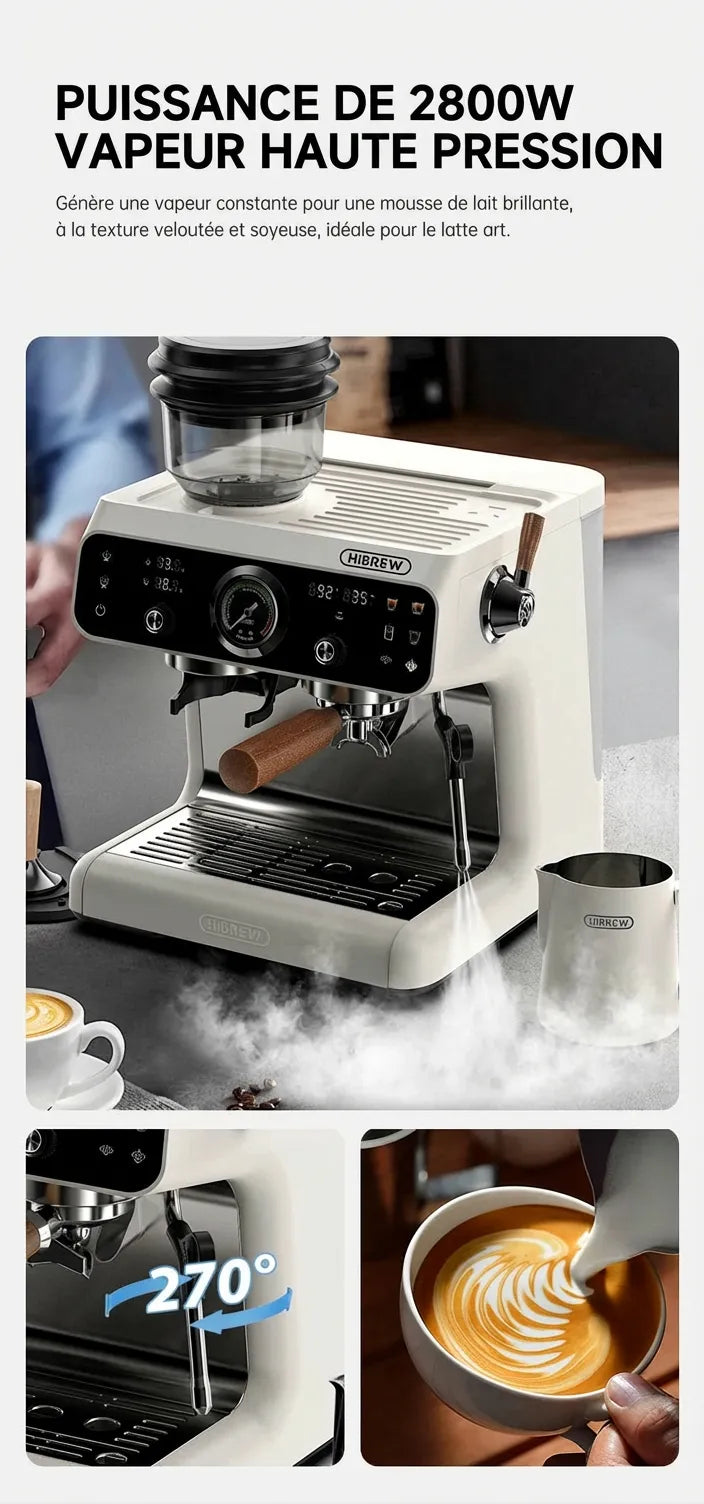 Buse vapeur haute pression orientable à 270 degrés pour le latte art.