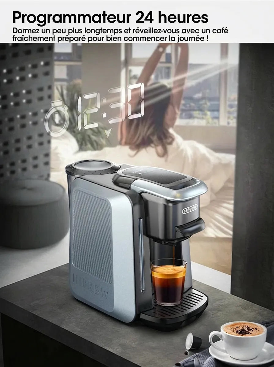 Minuterie 24 heures permettant de programmer son café à l'avance.