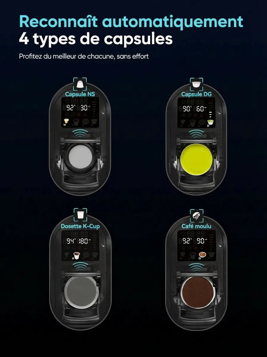 Système de détection automatique ajustant les paramètres selon la dosette.
