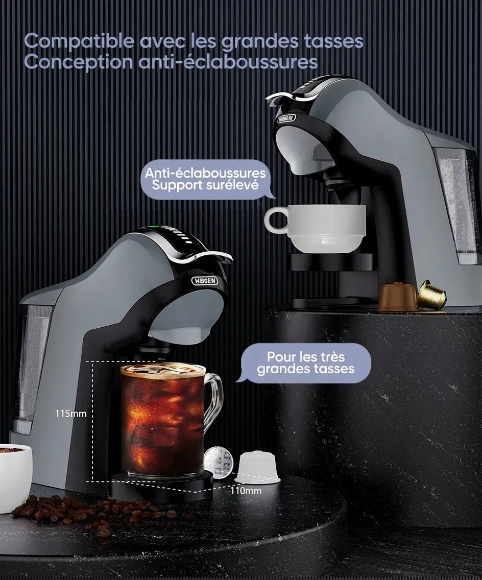 Comparaison de la hauteur des tasses avec le support réglable anti-éclaboussures de la HiBREW H17.