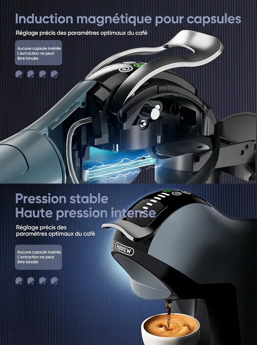 Système d'induction magnétique pour la reconnaissance des capsules et haute pression stable.