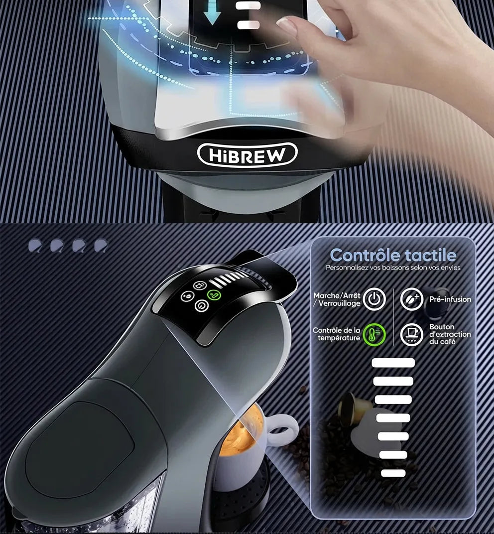 Détail du panneau de contrôle tactile pour personnaliser la température et le volume.